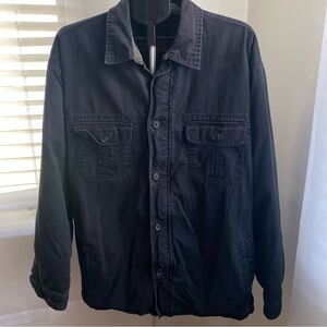 St. John's Bay Men's Black Jacket plaid lined 100% cotton size XL